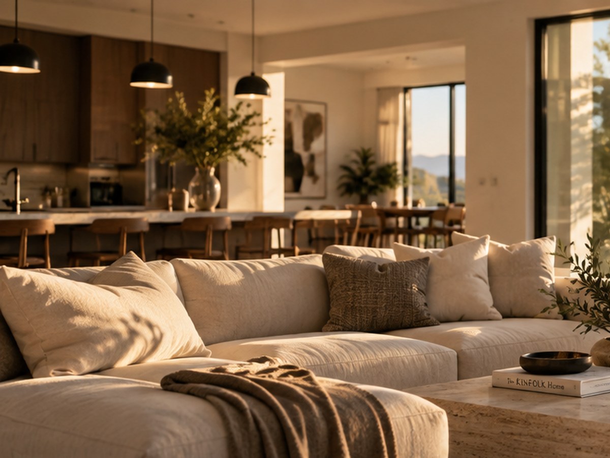 A warm Neatility-standard living room, calm and consistently cared for
